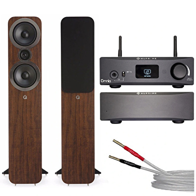 NuPrime Omnia Mini Set - Q Acoustics 3050i Walnut - QED XT25 3M. Hi-Fi Müzik Sistemi